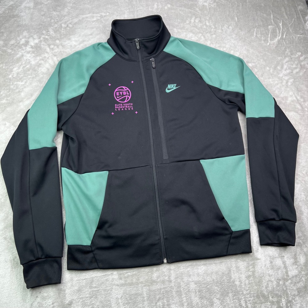 Nike EYBL Elite Youth Basketball League Jacket Mens L Tall Full Zip‎ Black Teal